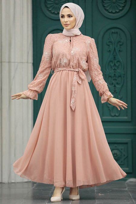 Salmon Pink Hijab Dress 12170smn Neva