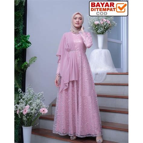 Raya 2024 Nafilah Brocade Robe Jumbo Luxury Party Robe Pearl Tile