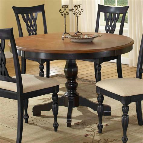 Hillsdale Embassy Round Pedestal Table With 48 Inch Pattern Veneer Wood