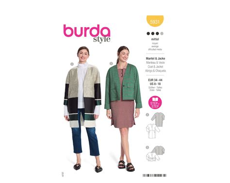 Schnittmuster Burda Style Mantel Jacke Der Buntspecht Shop