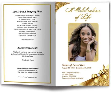 Funeral Program Template V388 Brochures 1 Program Template Templates Images