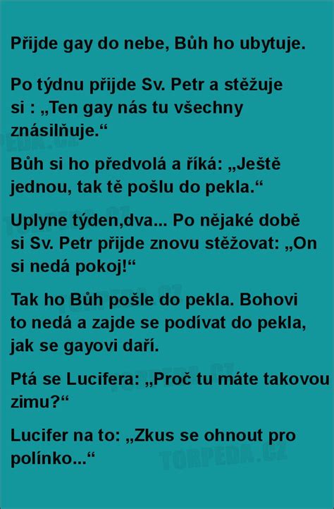 Přijde gay do nebe Bůh ho ubytuje torpeda cz vtipné obrázky vtipy a videa