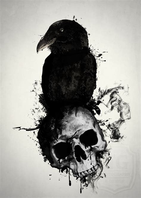 Raven And Skull By Nicklas Gustafsson Skull Art Print Raven Tattoo