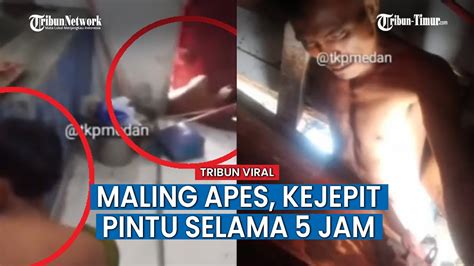 Kondisi Maling Saat Ditemukan Terjepit Di Pintu Rumah Selama 5 Jam