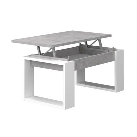 Mesa De Centro Elevable Rubi Estilo Industrial En Blanco Y Gris