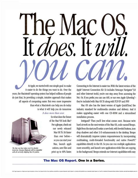 Publicité The Mac Os Report 1 Les Trésors De Laventure Apple