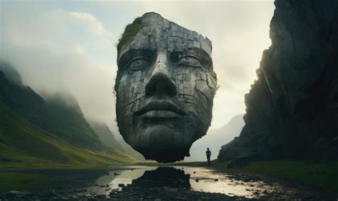 Premium Ai Image A Person Standing In Front Of A Giant Face