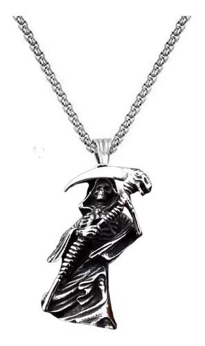 Collar Acero Inoxidable La Muerte Parca Cráneo Skull Hombre