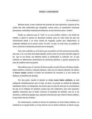 Fianza Y Solidaridad PDF