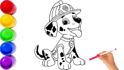 Marshall Drawing 🐶 How To Draw Marshall From Paw Patrol Youtube