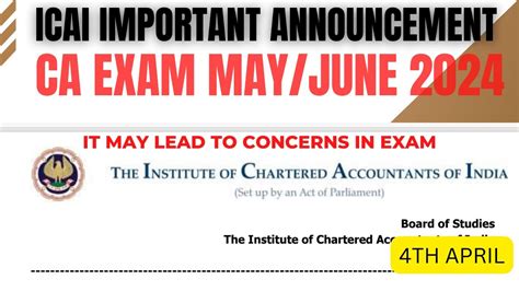 Icai Important Announcement It May Lead To Concerns In Ca Exam May June