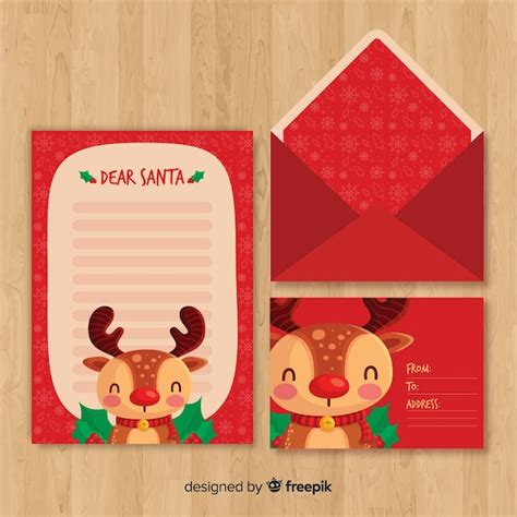 Envelope de Natal de rena desenhada de mão Vetor Grátis