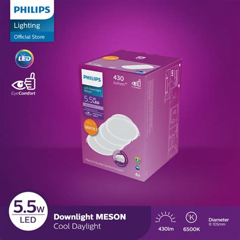 Jual Philips Downlight LED Meson 59447 090 5 5W 65K Putih Paket 3