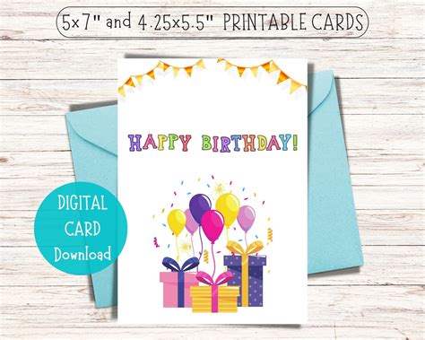 Happy Birthday Printable Cards / Printable Birthday Cards / Digital ...