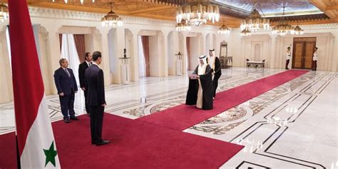 President Al Assad Accepts Credentials Of Bahraini Ambassador Syrian Arab News Agency