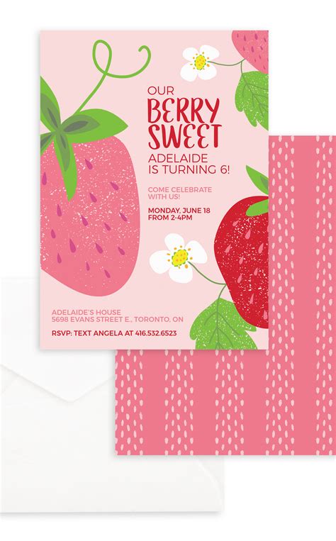 Strawberry Birthday Party Invitation Girl Birthday Party Ideas