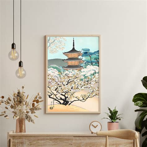 Cherry Blossoms Pagoda Asada Benji Ukiyo E Print S Japanese