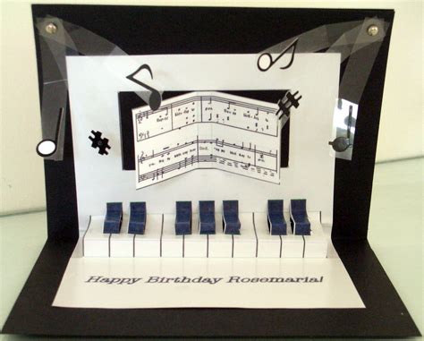 Pop Up Piano Birthday Card Inside View