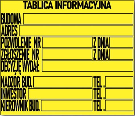 Tablica Informacyjna Budowlana Ma A X Cm Pcv Tablica Budowlana Na