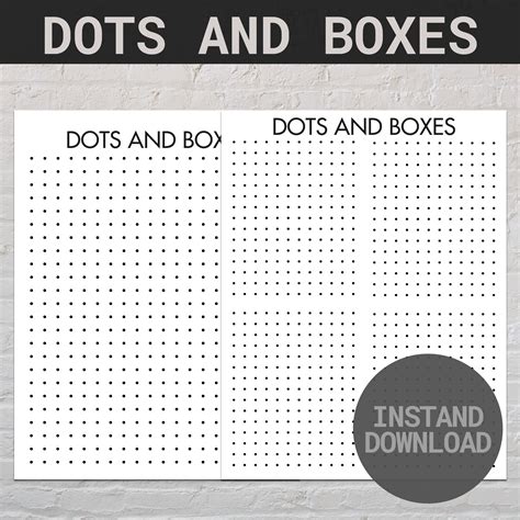 Dots and Boxes Game | Printable Dots Game | Classic Board Game