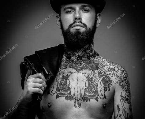 Male With Tattoos On His Body Stock Photo Fxquadro