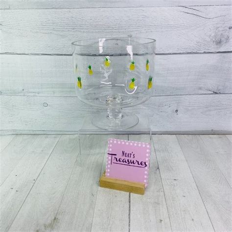 Artland Dining Artland Welcome Pineapple Yellow Green Clear Blown Pedestal Truffle Glass