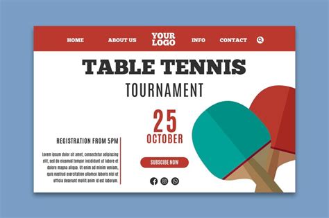 Free Vector Table Tennis Template Landing Page