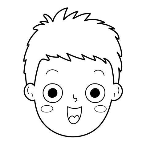 Premium Vector | Happy boy face emotion in outline excited little kid ...