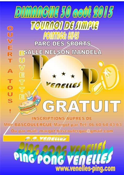 Tournoi De Rentr E Le Dimanche Ao T Pingpong Venelles