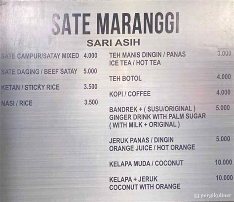 Selalu Diperbarui Menu Sate Maranggi Sari Asih Puncak Bogor