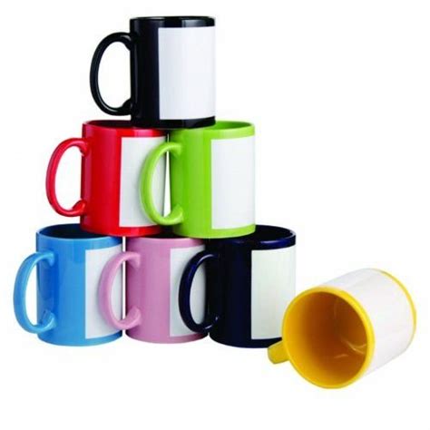 Caneca de Porcelana Color para Sublimação Tarja Branca 325ml