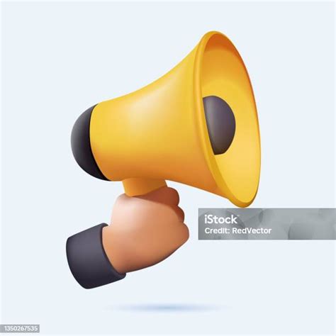 Male Hand Holding Megaphone With Place For Speech Bubble Loudspeaker Banner For Business