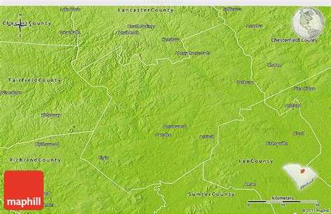 Physical 3d Map Of Kershaw County