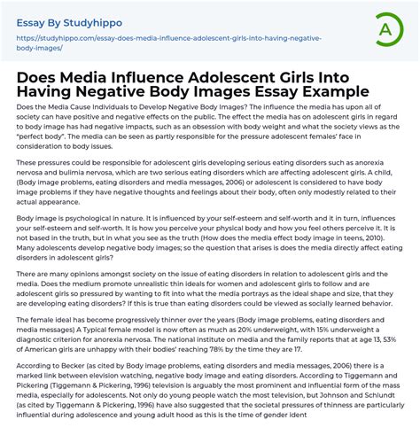 Does Media Influence Adolescent Girls Into Having Negative Body Images Essay Example