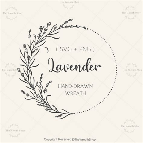 Floral Wreath Svg Lavender Wreath Svg Wreath Svg Flower Etsy