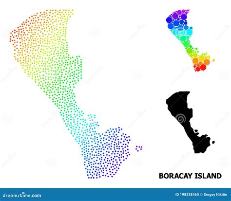 Mesh Polygonal Map Of Boracay Island With Red Stars Stock Vector