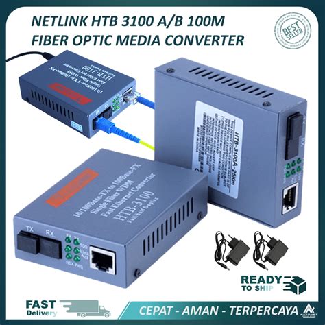 Jual Netlink Htb 3100 Media Converter Fiber Optic 25km 10 100m Shopee