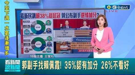 美麗島四腳督民調賴穩居冠 侯柯纏鬥居23名郭僅9 郭副手找賴佩霞 35認有加分26不看好 公布副手後首發文 郭年輕人該多出去闖一闖