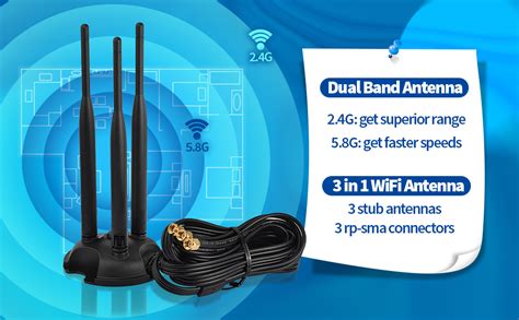 Eightwood Antena WiFi De Doble Banda De 2 4 GHz 5 GHz Con 3