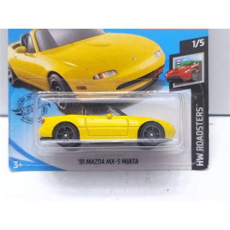 MAZDA MX 5 1991 MIATA YELLOW 1 5 ROADSTERS 1 64 HOT WHEELS BCN STOCK CARS