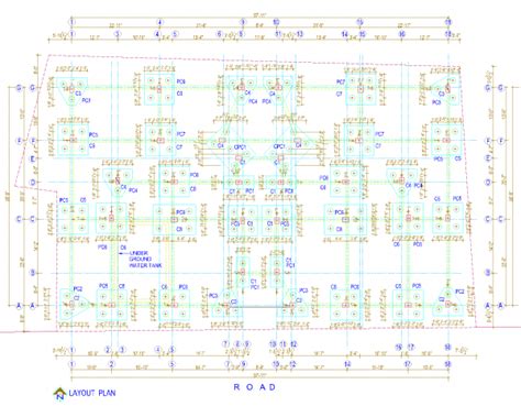 7 Storied Residence Pile Cap Layout Plan Dwg Datei Thousands Of Free Autocad Drawings