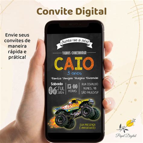 Convite Digital Hot Wheels Modelo 7 Papel Digital