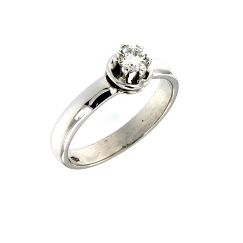 Solitario Oro Bianco 750 1000 Con Diamante Taglio Brillante Ct 0 23 H