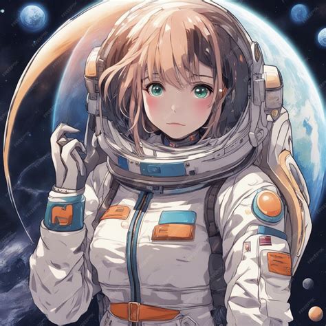 Premium Ai Image An Anime Girl In A Space Suit With A Planet In The