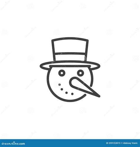 Snowman With Hat Line Icon Stock Vector Illustration Of Carrot