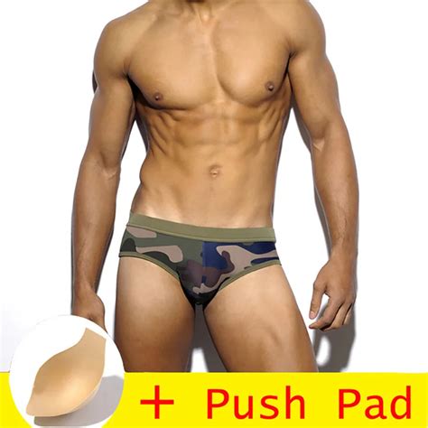 With Push Pad Sexy Swimwear Men Brief Plus Size Swimsuit Waterproof