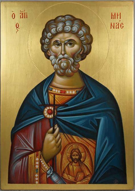 Saint Menas Icon Engraved Halo Orthodox Icons Blessedmart