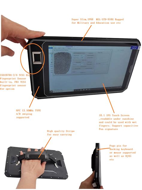 10Inches IP68 Rugged 4G Windows Intel Education Biometric Fingerprint