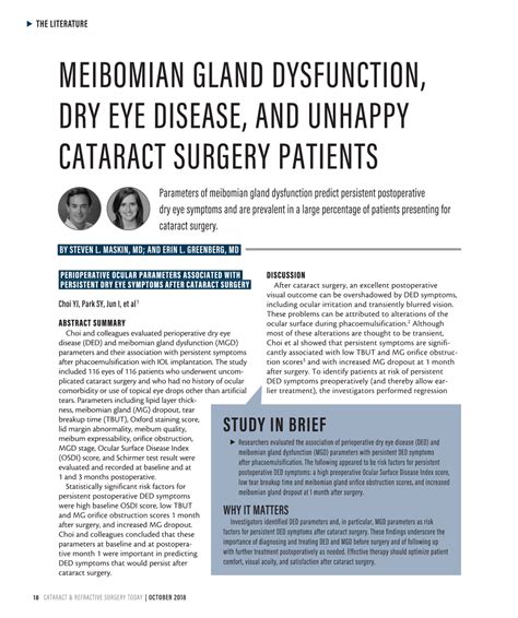 Meibomian Gland Dysfunction Dry Eye Disease And Unhappy Cataract