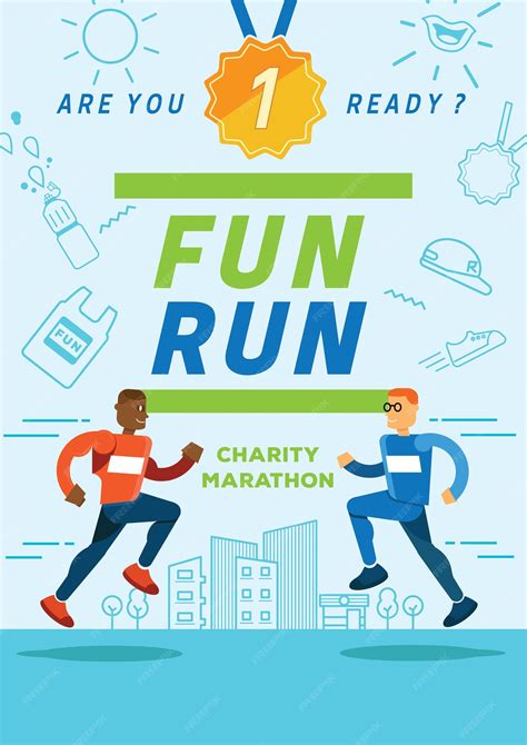 Premium Vector Fun Running Charity Marathon Poster